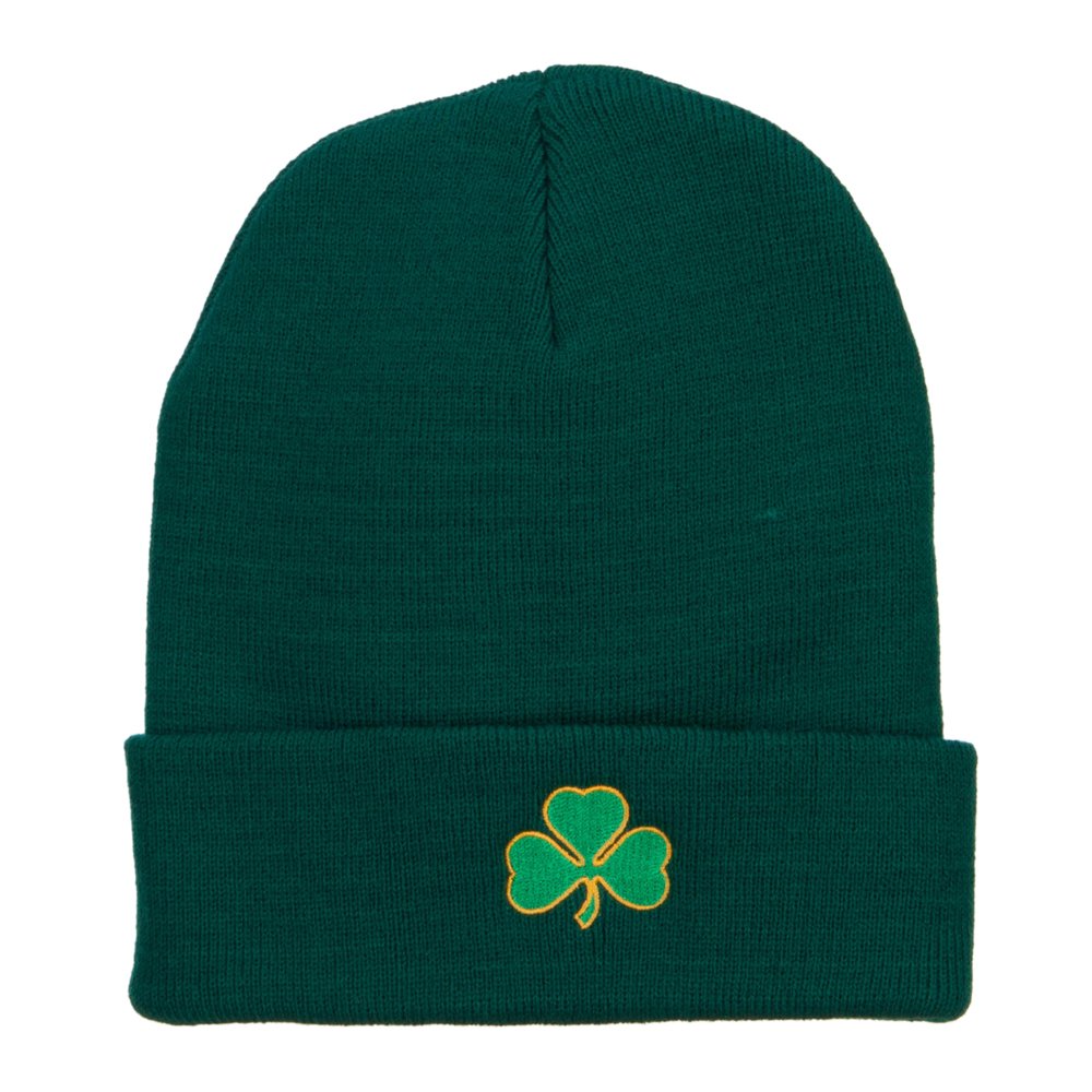 St. Patrick's Day Three Leaf Clover Embroidered Knit Beanie Hat for Men & Women - Perfect for Irish Festivals, Parades, and Winter Warmth