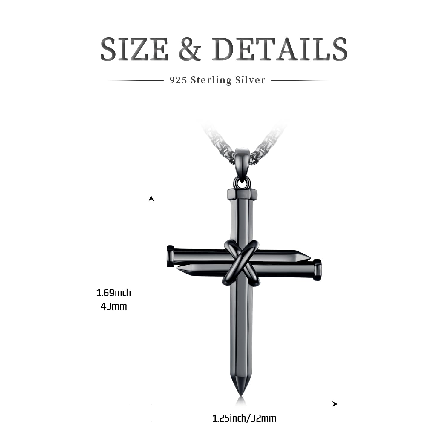 925 Sterling Silver Religious Cross Pendant Necklace for Men & Women - Elegant Christian Jewelry Gift for Baptism, Confirmation & Daily Wear