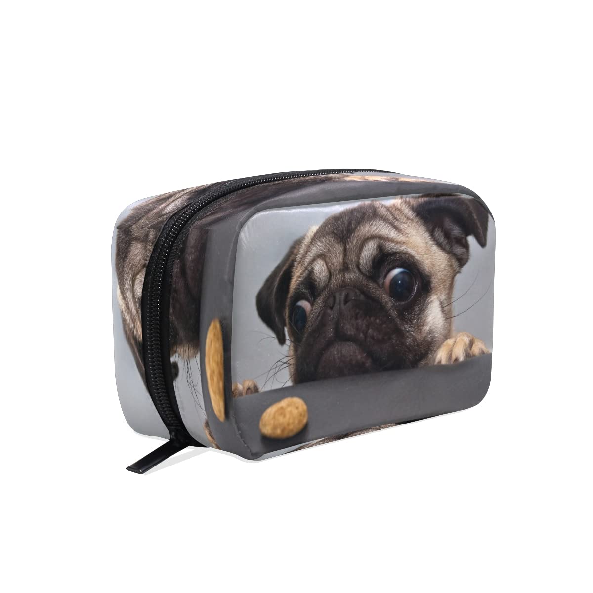 Cute Pug Dog Cosmetic Bag for Women - Waterproof Makeup Pouch, Travel Toiletry Organizer Case - Perfect for Travel, Gym, and Daily Essentials Storage