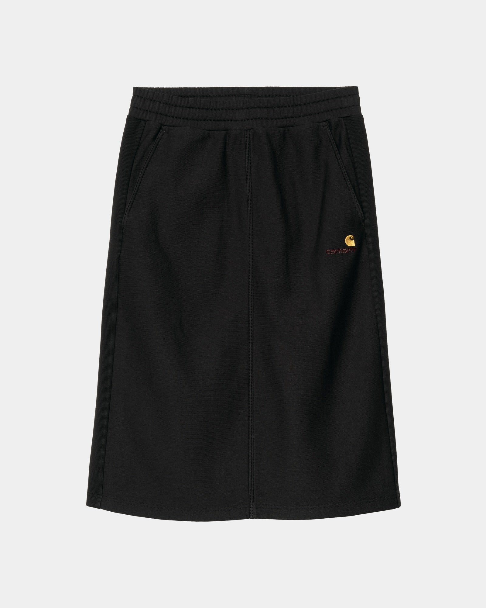 American Script Sweat Skirt - Women's Black Fleece Skater Skirt for Casual Wear, Lounge & Workout | Soft Comfortable Stretchy Athletic Skirt for Yoga, Running & Everyday Fashion