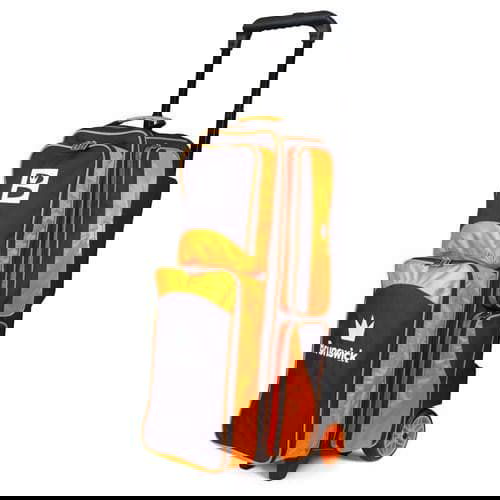 Brunswick Edge Triple Roller Bowling Bag - Orange | Heavy Duty 3 Ball Roller Bag for League & Tournament Bowlers | Perfect for Travel & Storage