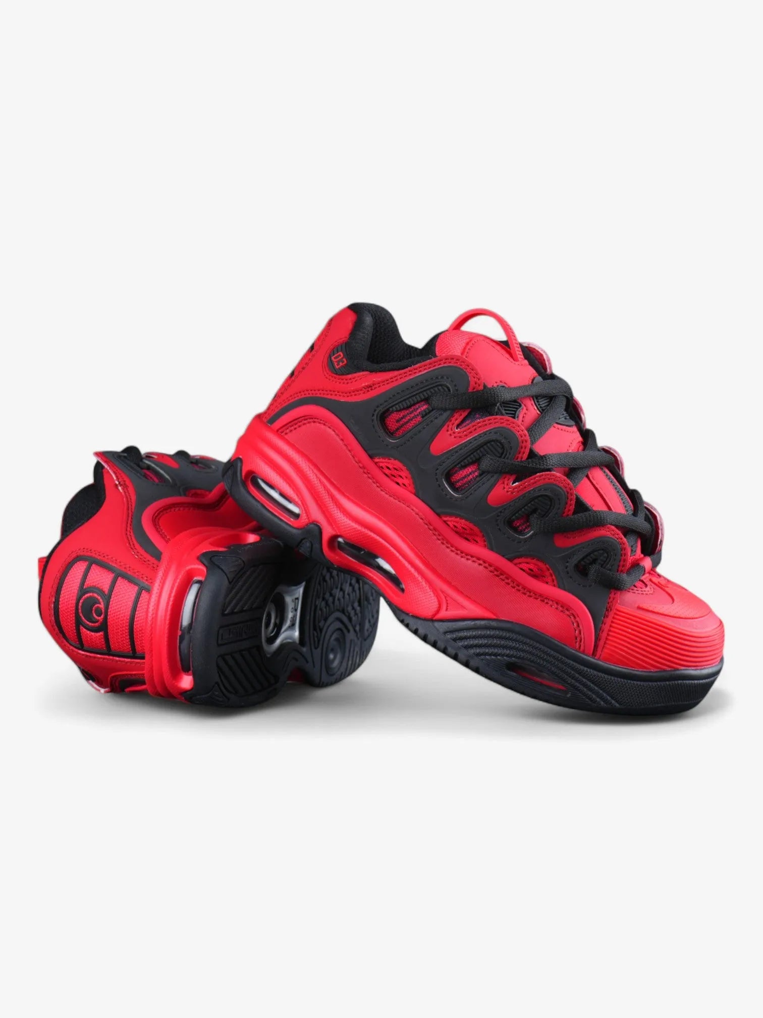 Osiris D3 2001 Skate Shoes - Black & Red High-Top Sneakers for Men | Retro Skateboarding & Streetwear Fashion | Perfect for Skating, Casual Wear & Urban Style
