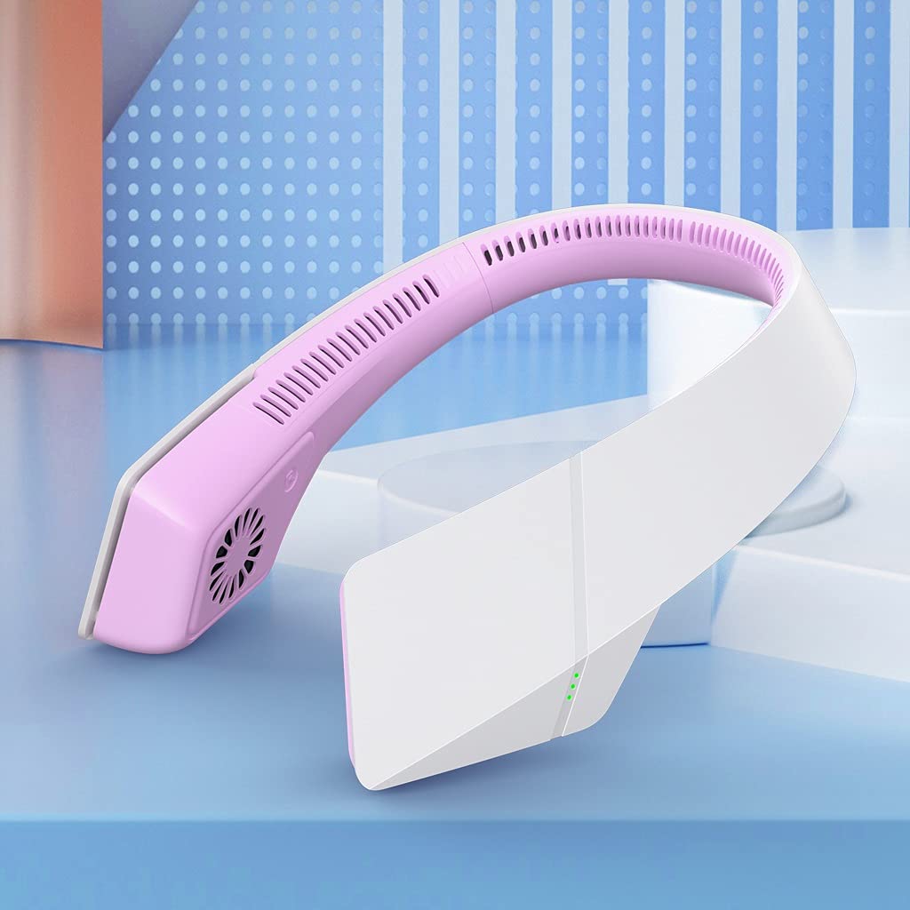 HSJWOSA Mini Bladeless Neck Fan - USB Rechargeable, Ultra Quiet, Wearable Personal Cooler for Sports, Outdoor, Office & Travel - Hands-Free Cooling (Color: D)