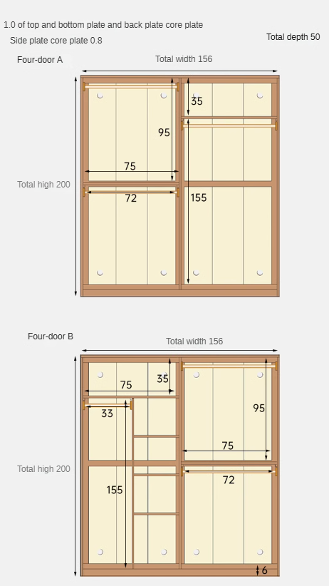 Solid Oak Wood Narrow Wardrobe - Slim Space-Saving Closet for Bedroom, Hallway, or Small Apartment