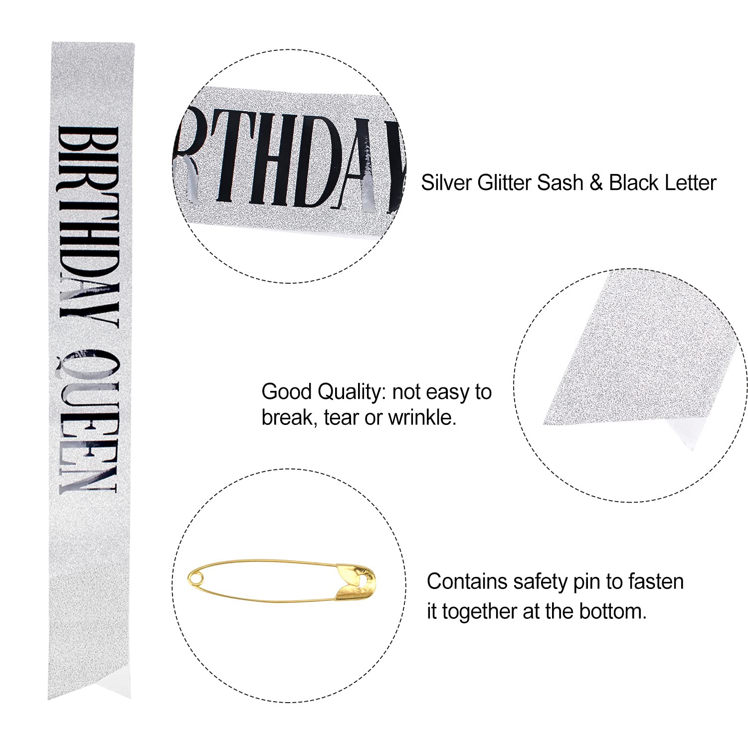 Elegant Silver Crystal Tiara & Birthday Queen Sash Set - Women's Birthday Crown & Party Decorations - Perfect for Women & Girls Birthday Parties, Bachelorette Celebrations & Special Occasions