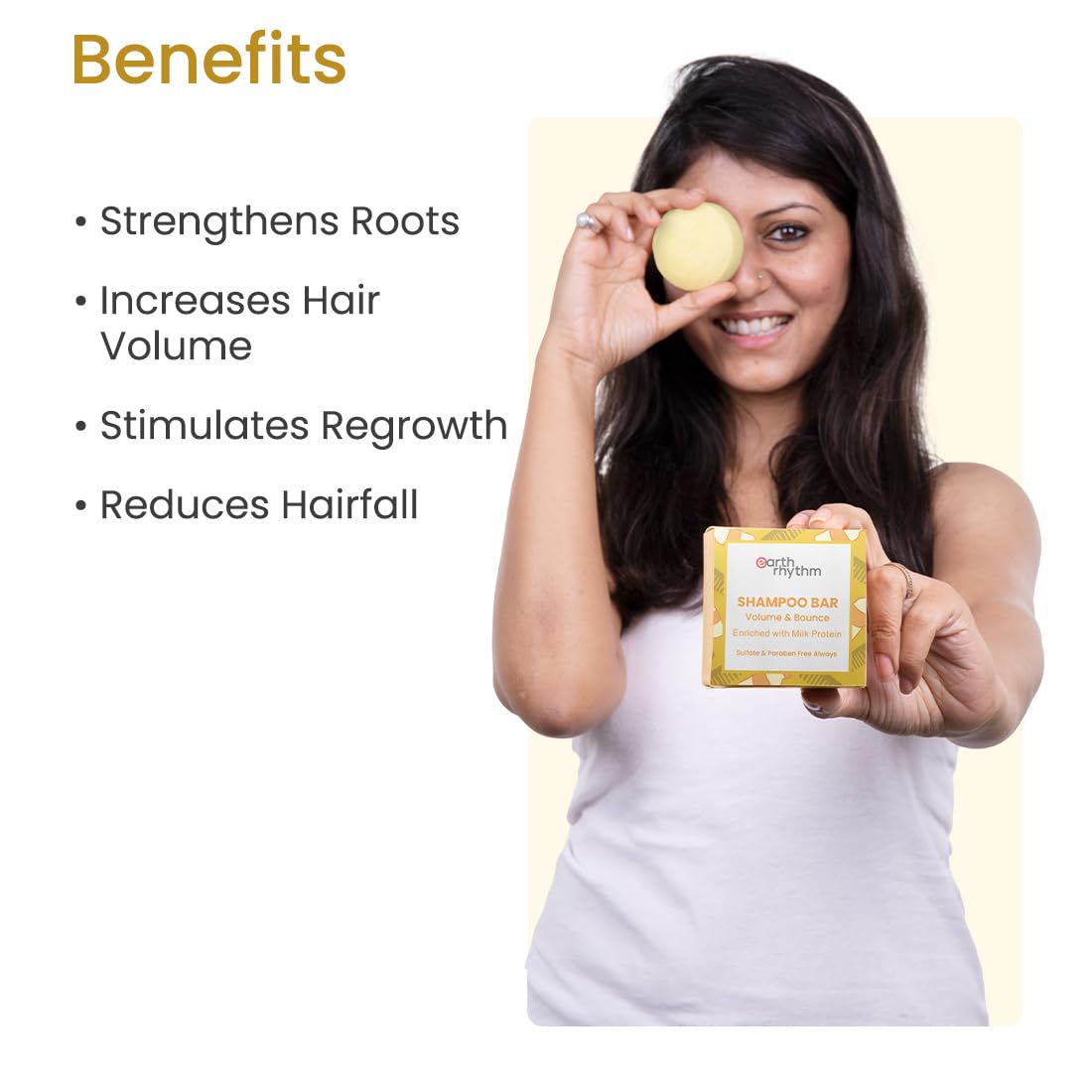 Earth Rhythm Milk Shampoo Bar - Sulfate & Paraben Free, Plastic-Free 80g Natural Hair Cleanser | Gentle Daily Use for All Hair Types | Eco-Friendly Cardboard Packaging | Perfect for Travel, Gym & Zero-Waste Lifestyle