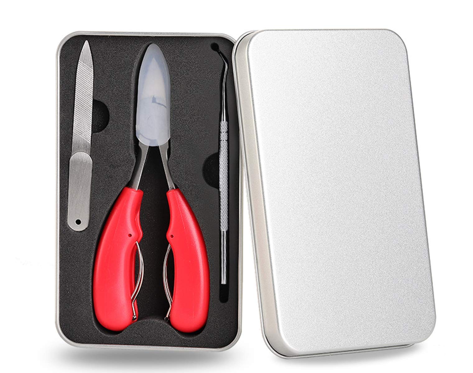 Professional Stainless Steel Toenail Clippers for Thick Nails - Heavy Duty Pedicure Tools for Elderly & Adults - Red Toenail Trimmer for Ingrown Nails & Tough Toenails | Perfect for Home Pedicure, Travel Grooming & Senior Foot Care