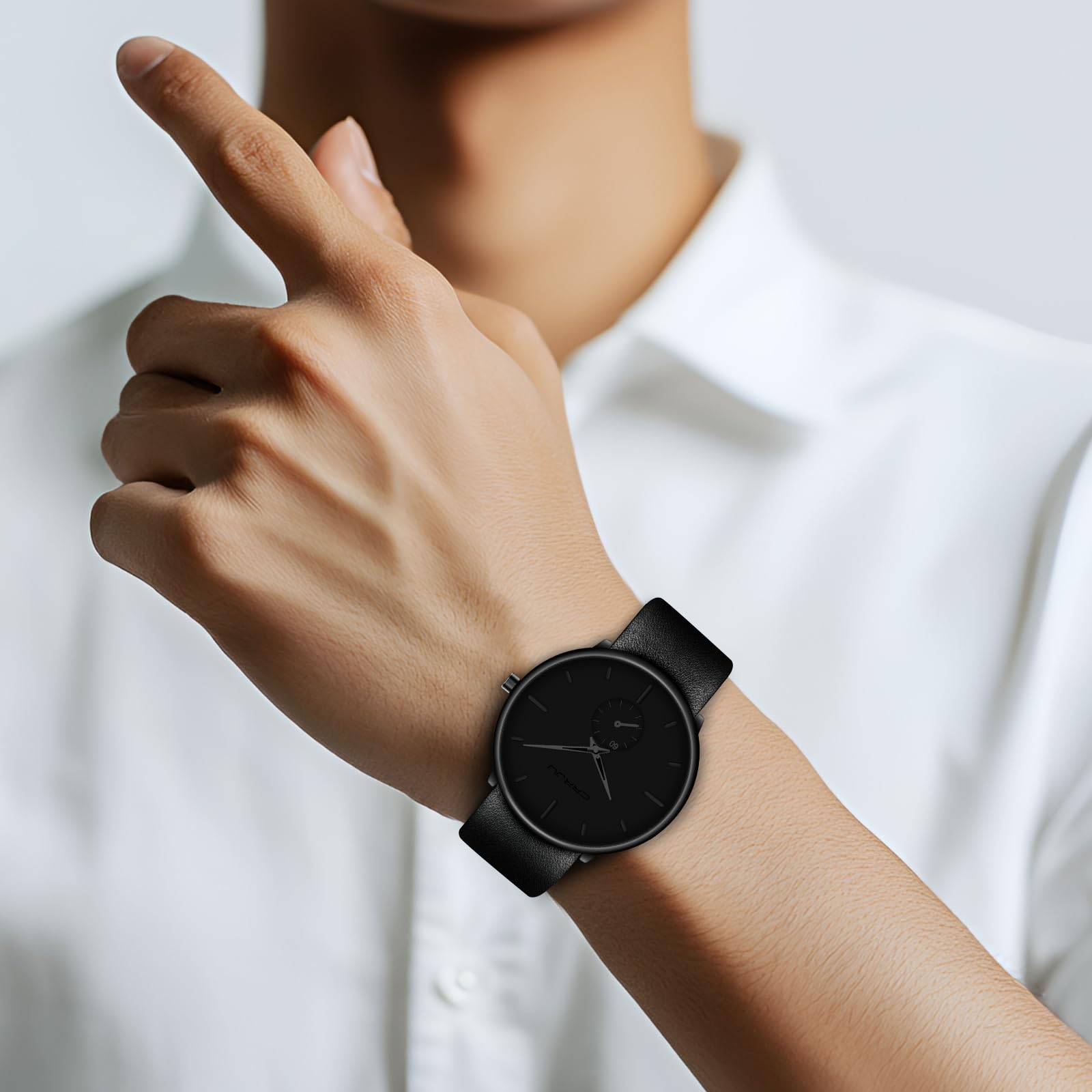 Ultra-Thin Minimalist Men's Watch - Waterproof Leather Band for Dress & Casual Wear