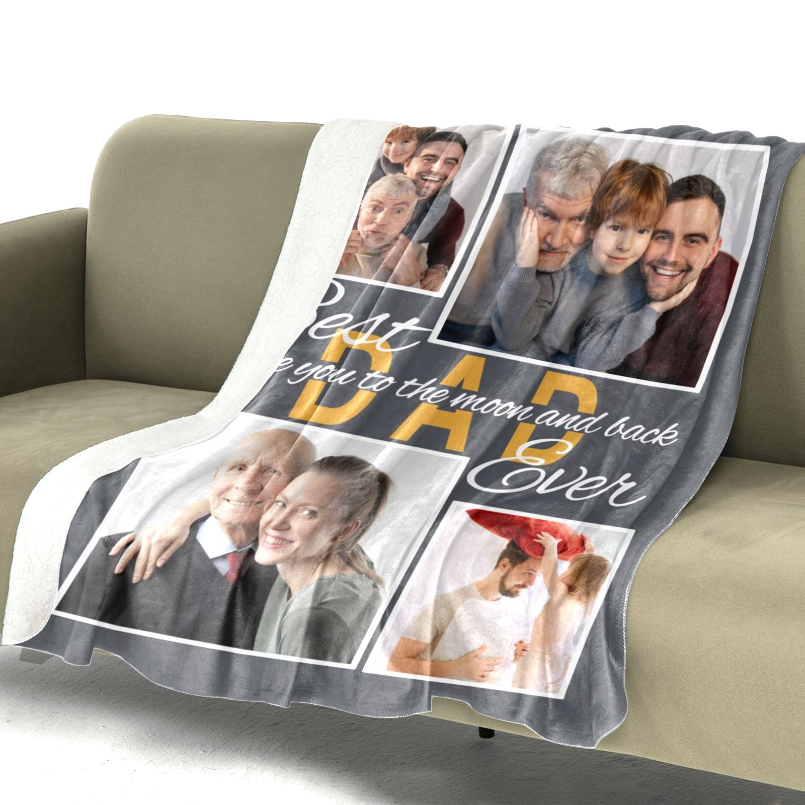 Personalized Photo Blanket 30x40 Inch - Custom Sherpa Blanket with Pictures for Mom, Dad, Kids, Couples & Friends | Perfect Gift for Birthday, Anniversary & Family Gatherings