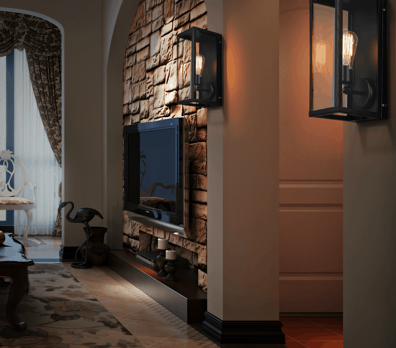 BÖRJE Pandora Glass Box Single Wall Lamp - Elegant Home Decor for Living Room, Bedroom, and Hallway Lighting