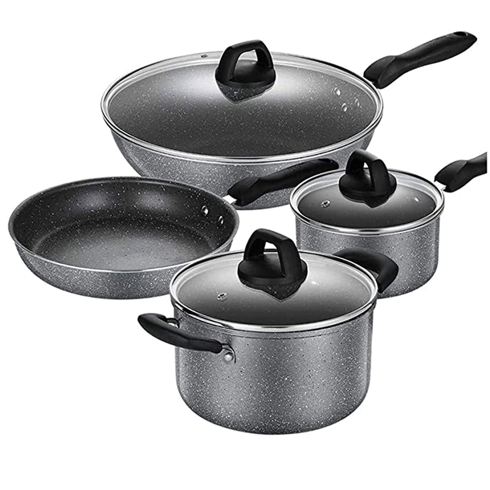 Premium 4-Piece Stainless Steel Nonstick Cookware Set - Pots & Pans for Cooking, Baking, Frying | Perfect for Home Kitchens, Restaurants & Camping