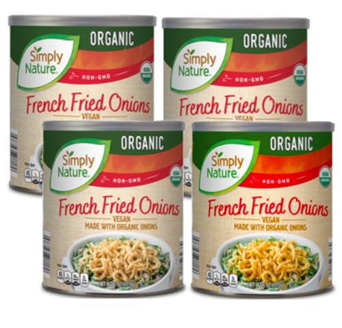 Simply Nature Organic Vegan Gluten Free French Fried Onions, 6 oz (Pack of 4) | Crispy Topping for Salads, Casseroles & Green Bean Casserole | All-Natural Onion Flakes for Baking & Cooking