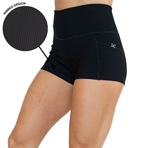 Stylish Ribbed Black Shorts for Women - Comfortable & Trendy Summer Casual Wear