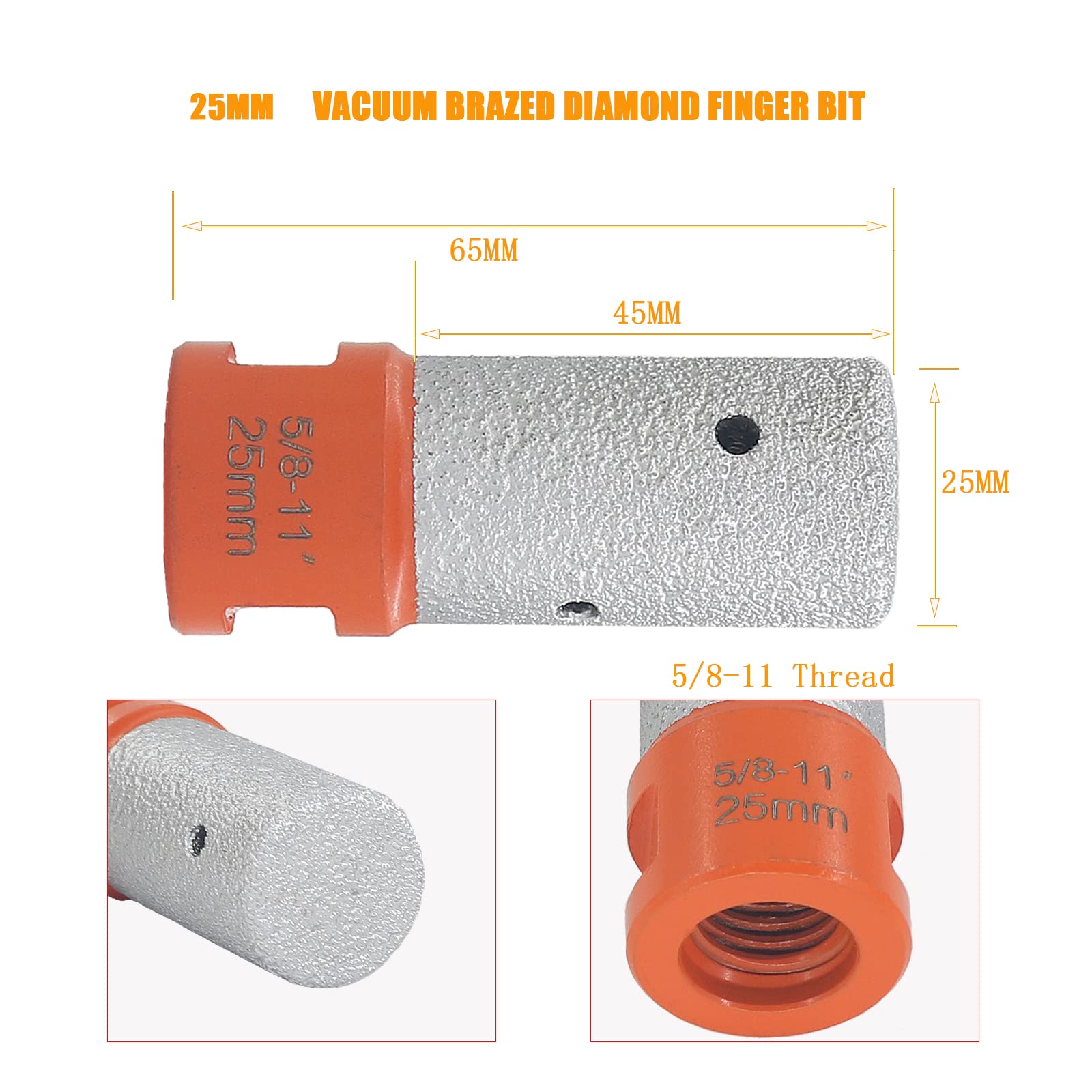 25mm Diamond Finger Milling Bits for Tile - Enlarge & Trim Holes in Ceramic, Hard Ceramic, Granite & Marble (5/8