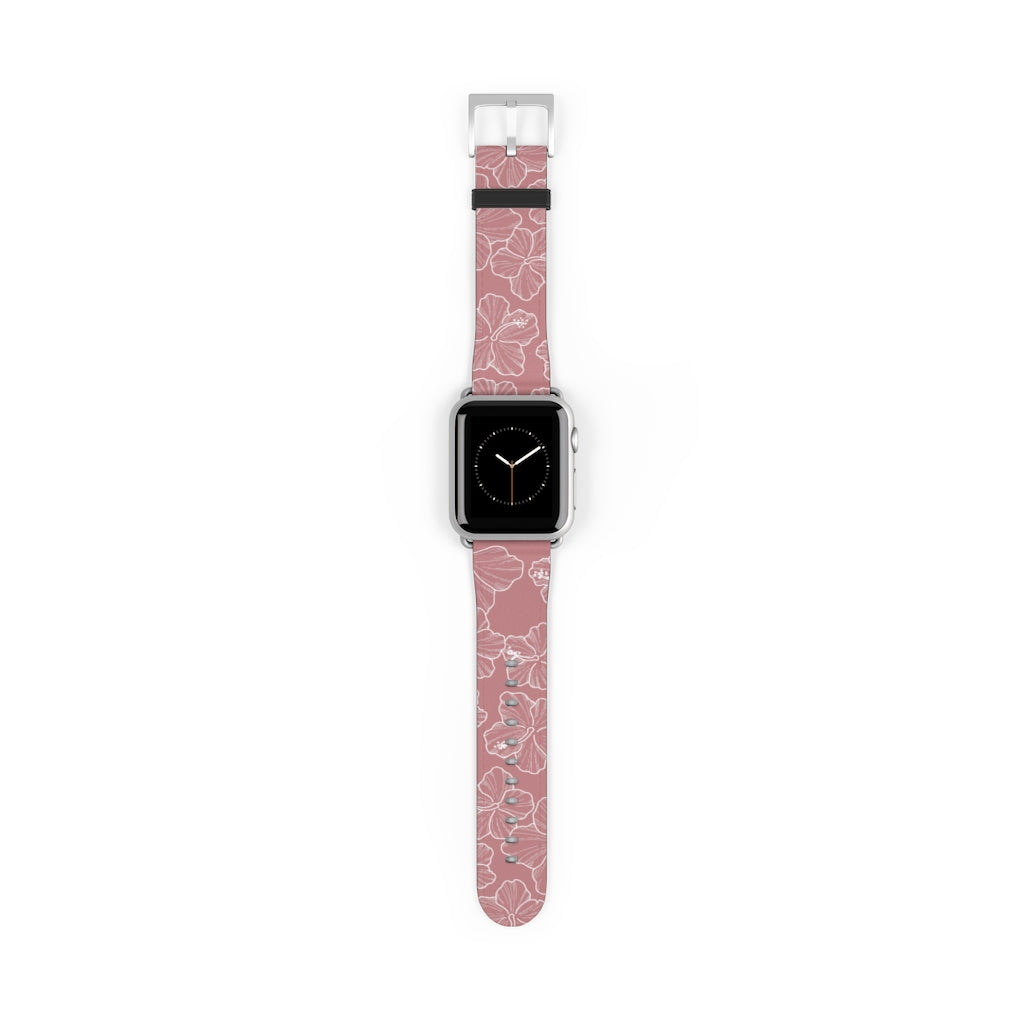 Premium Hibiscus Mauve Apple Watch Band - Soft Silicone Strap for Women & Men - Compatible with All Apple Watch Models - Perfect for Workouts, Running & Everyday Wear