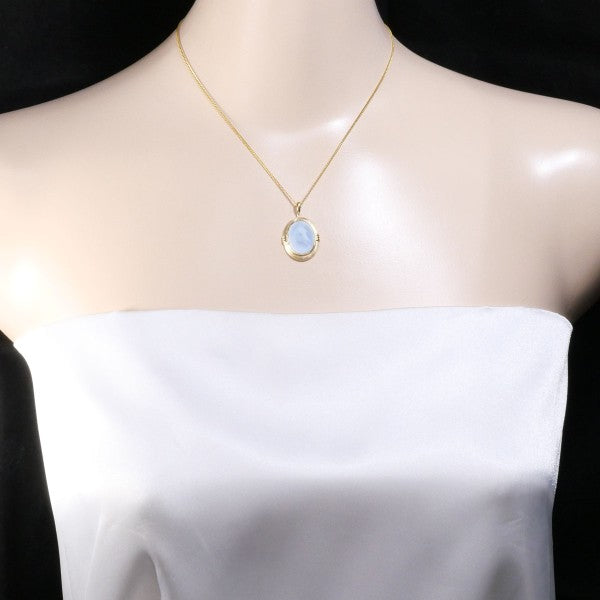 18K Yellow Gold Cameo Necklace with Genuine Stone - Elegant Vintage Jewelry for Women, Perfect for Weddings, Anniversaries & Special Occasions