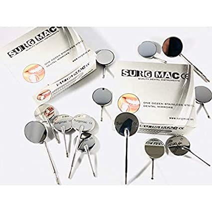 **Rhodium-Coated Dental Mirrors - 12Pcs/Box - Front Surface Diagnostic Intraoral Mouth Mirror for Dentists & Hygienists - Stainless Steel Cone Socket - Size 6/26mm - Perfect for Dental Exams, Cleanings & Oral Surgery**
