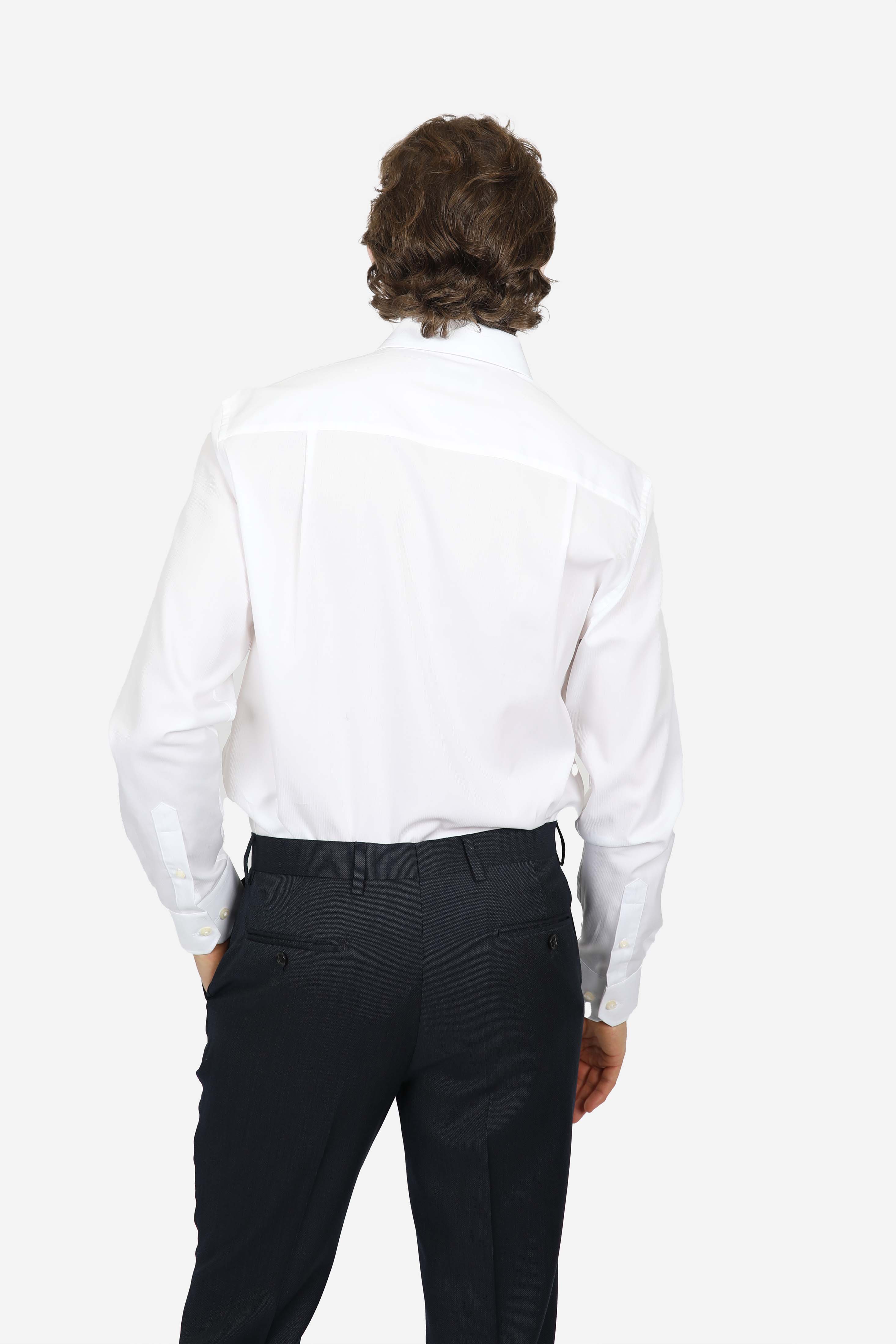White Micro Self Stripe Shirt for Men - Contemporary Fit Casual Button Down Shirt - Perfect for Office, Business Meetings & Smart Casual Outfits
