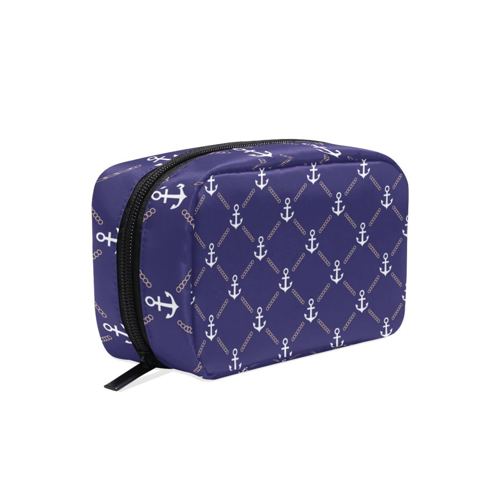 Women's Nautical Anchor Makeup Bag - Travel Cosmetic Pouch for Brushes & Essentials