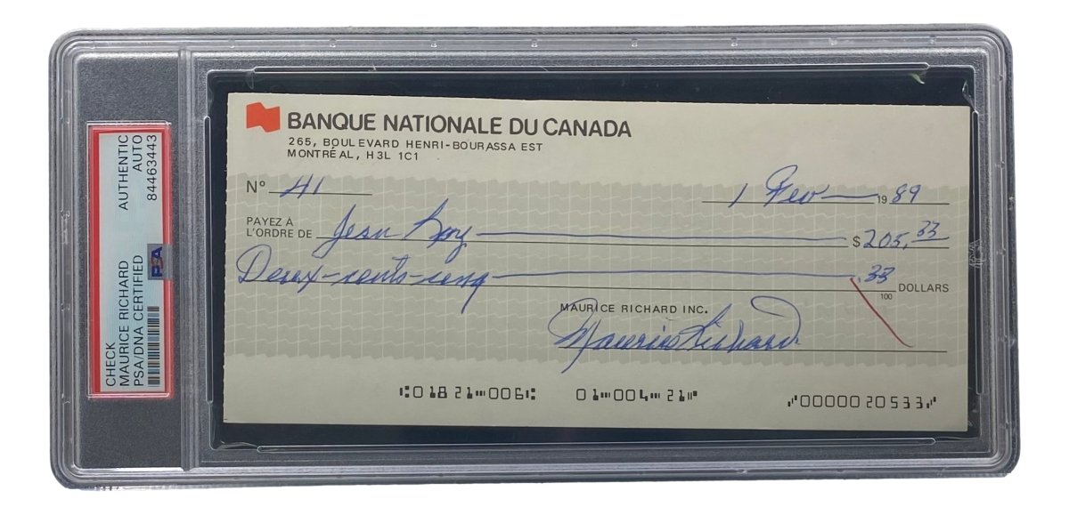 Authentic Maurice Richard Signed Montreal Canadiens Hockey Memorabilia - PSA/DNA Certified Bank Check #41 - Perfect for Sports Collectors & Hockey Fans Display
