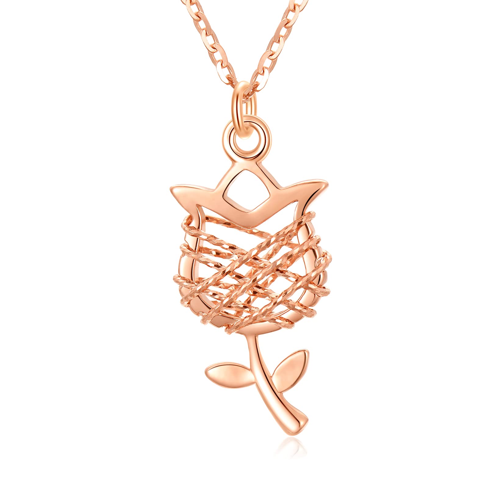 SISGEM 18k Rose Gold Necklace for Women - Elegant Rose Flower Pendant & Chain Jewelry Gift for Her (16-17 Inch) | Perfect for Anniversary, Birthday, Valentine's Day & Special Occasions