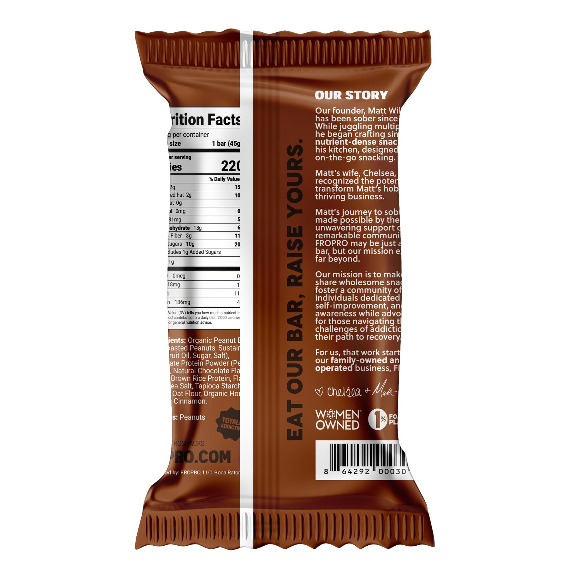 FROPRO Plant Protein Snack Bars - Vegan Protein Bars, All-Natural, Gluten Free, Dairy Free, Soy Free, Low Calorie High Protein Bars | Cacao Flavor, 12 Pack | Perfect for Post-Workout Recovery & Healthy On-The-Go Snacking