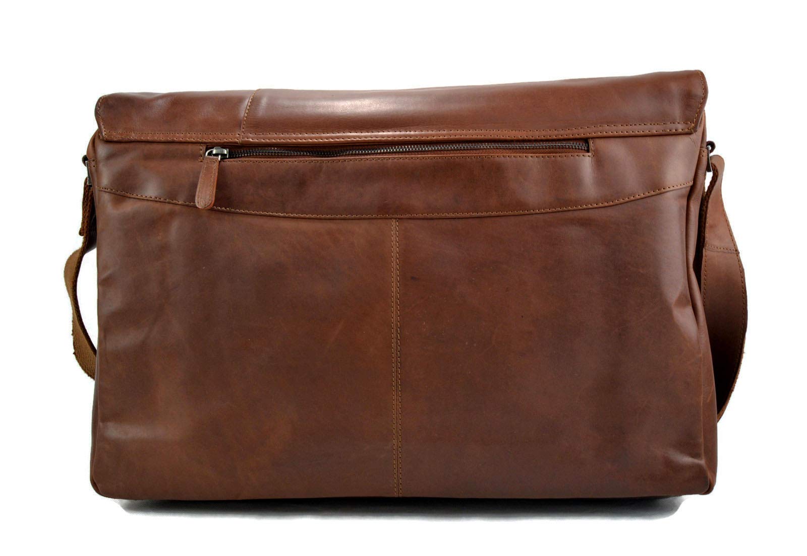 Genuine Italian Leather XXL Shoulder Messenger Bag for iPad & Laptop - Brown Crossbody Satchel for Women & Men - Business Executive Bag, Work, Travel & Daily Commute
