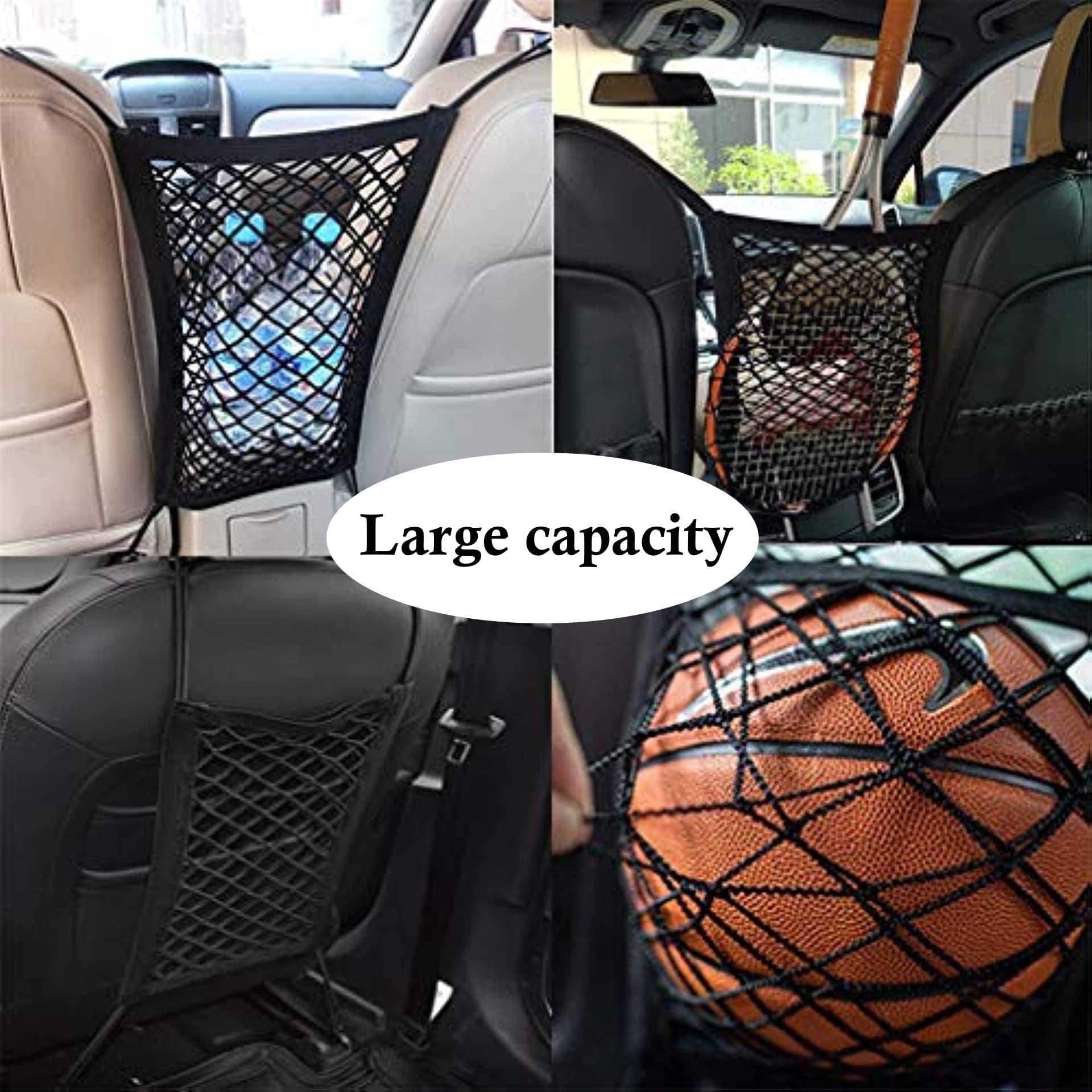 Universal Car Dog Barrier - Heavy Duty Pet Mesh Net & Storage Organizer for Back Seat, Tear Resistant Dog Divider Fence for SUVs, Vans, Trucks | Easy Installation Travel Safety Solution for Pets