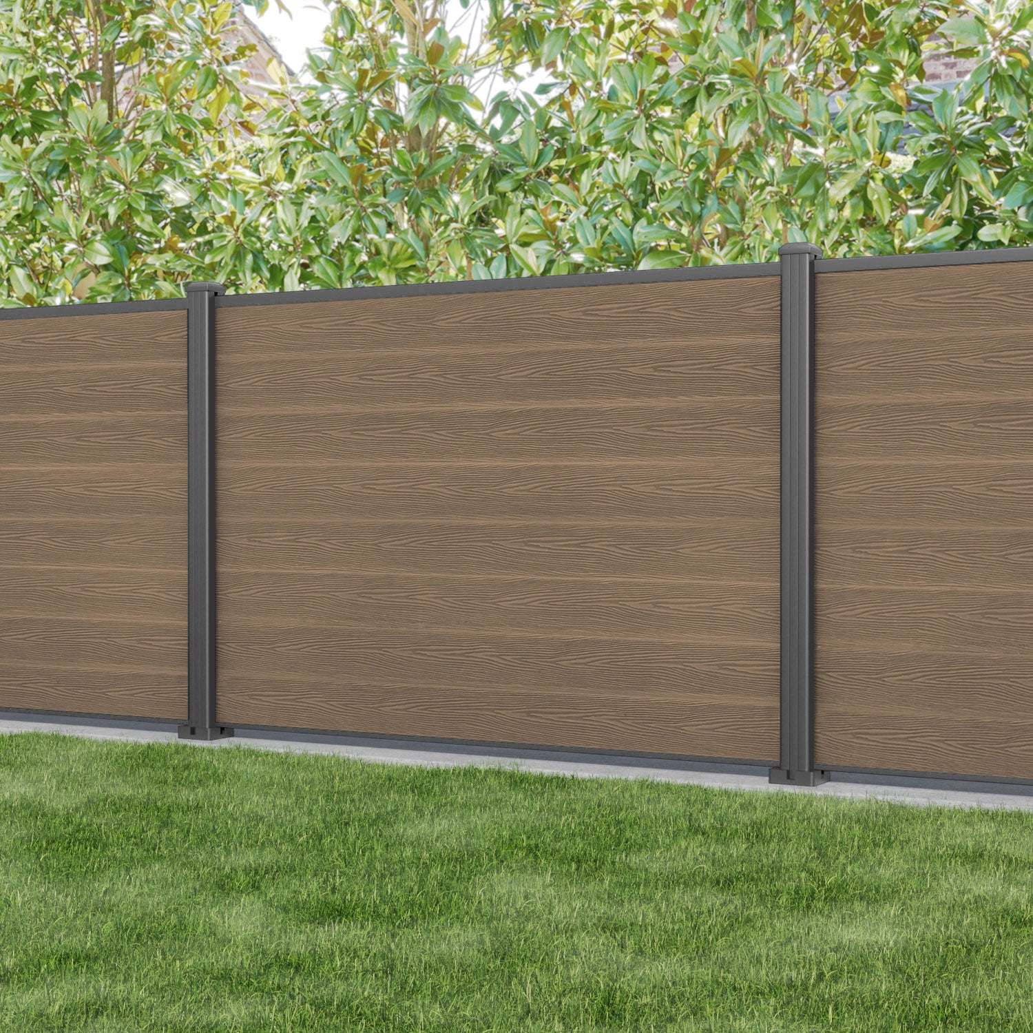 Premium Teak Wood Fence Panel with Durable Aluminum Posts - Classic Outdoor Privacy Fence for Garden, Patio, and Backyard Landscaping