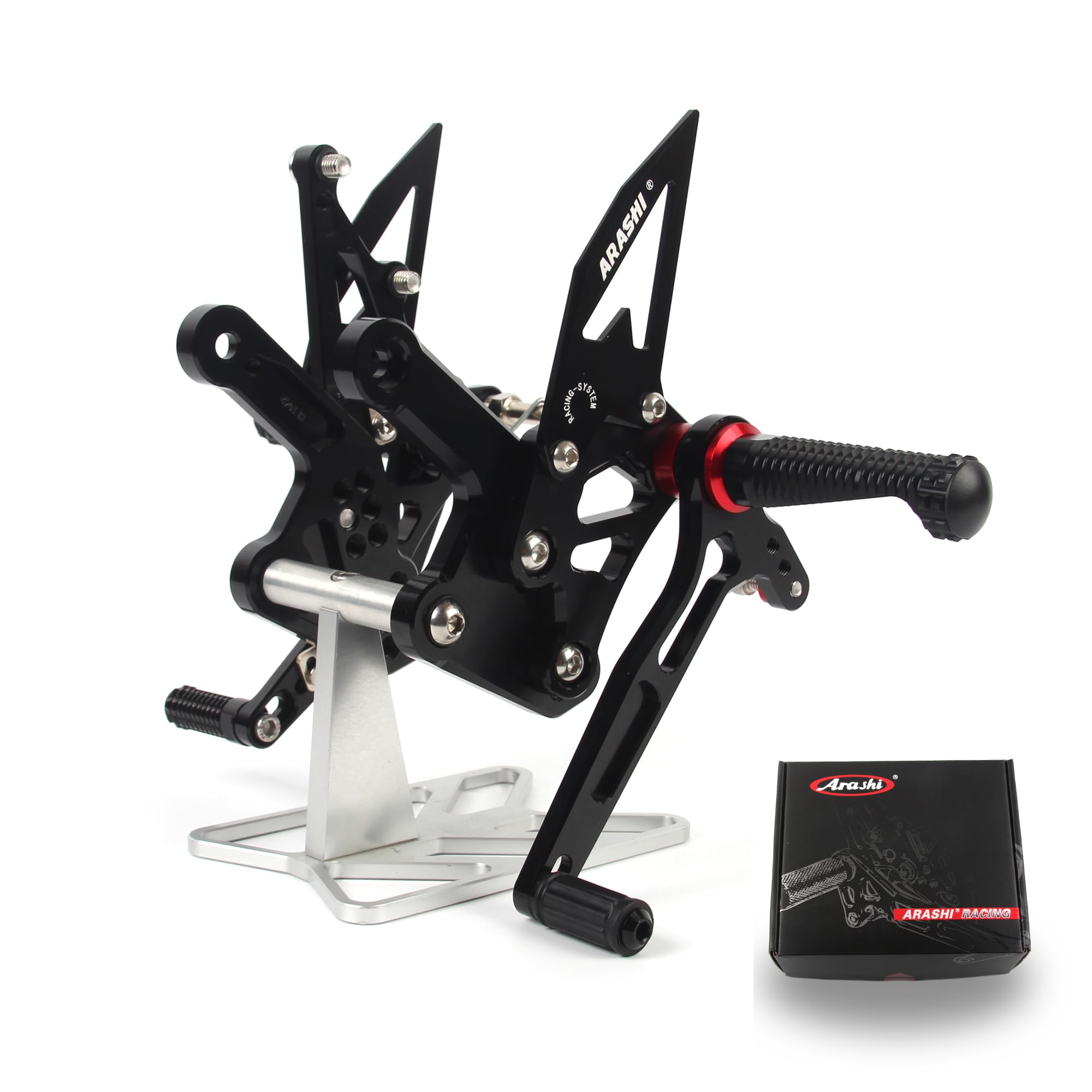 Arashi V2.0 Adjustable Rear Sets Foot Pegs for Kawasaki Ninja ZX4R 2023 / ZX4RR 2022-2024 / ZX25R 2020-2023 - Black Motorcycle Racing Footrests - Perfect for Track Days, Street Riding & Performance Upgrades