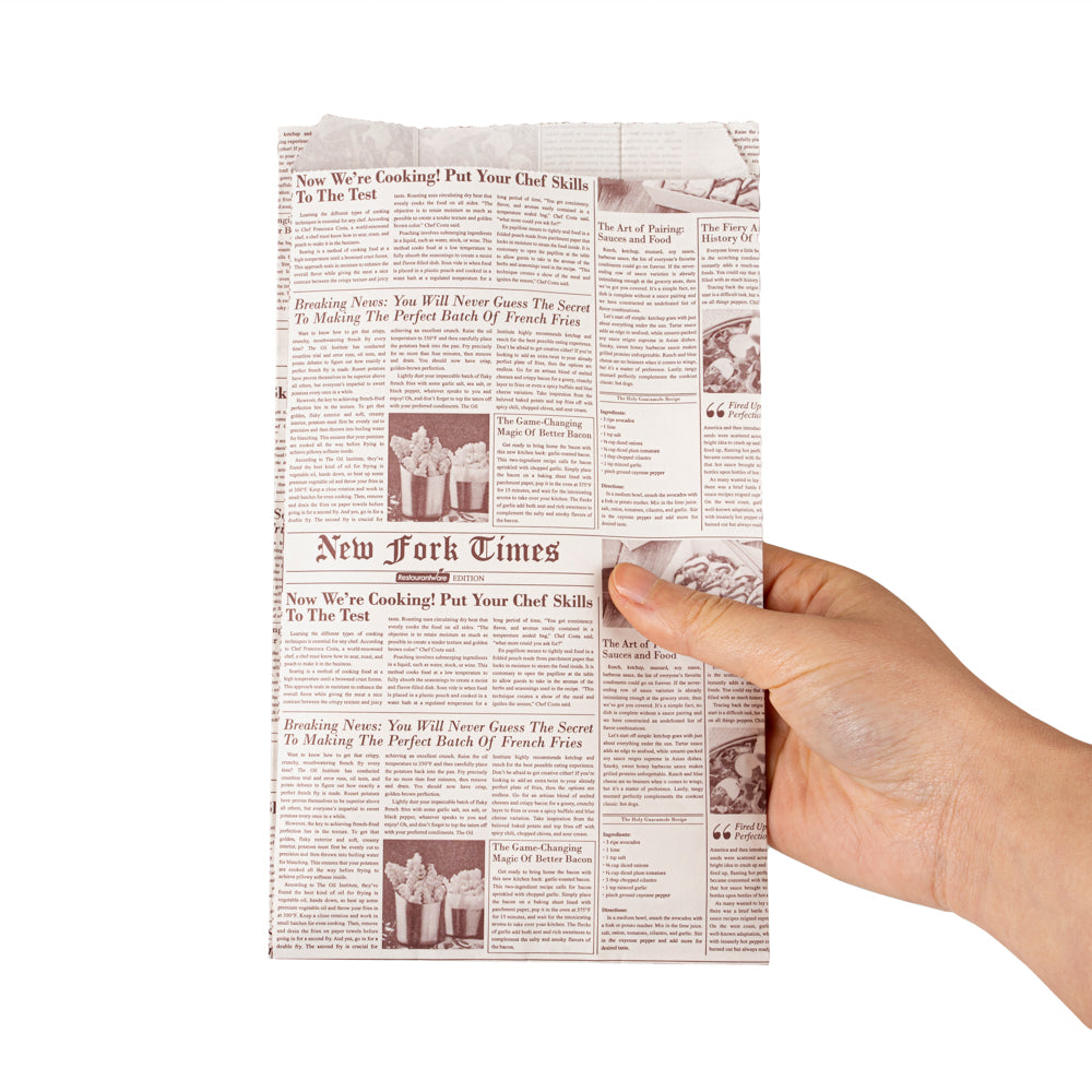 Eco-Friendly Sepia Newsprint French Fry & Snack Bags - 5x3x8.75 Inches (100 Count) - Perfect for Food Trucks, Movie Nights & Party Snacks