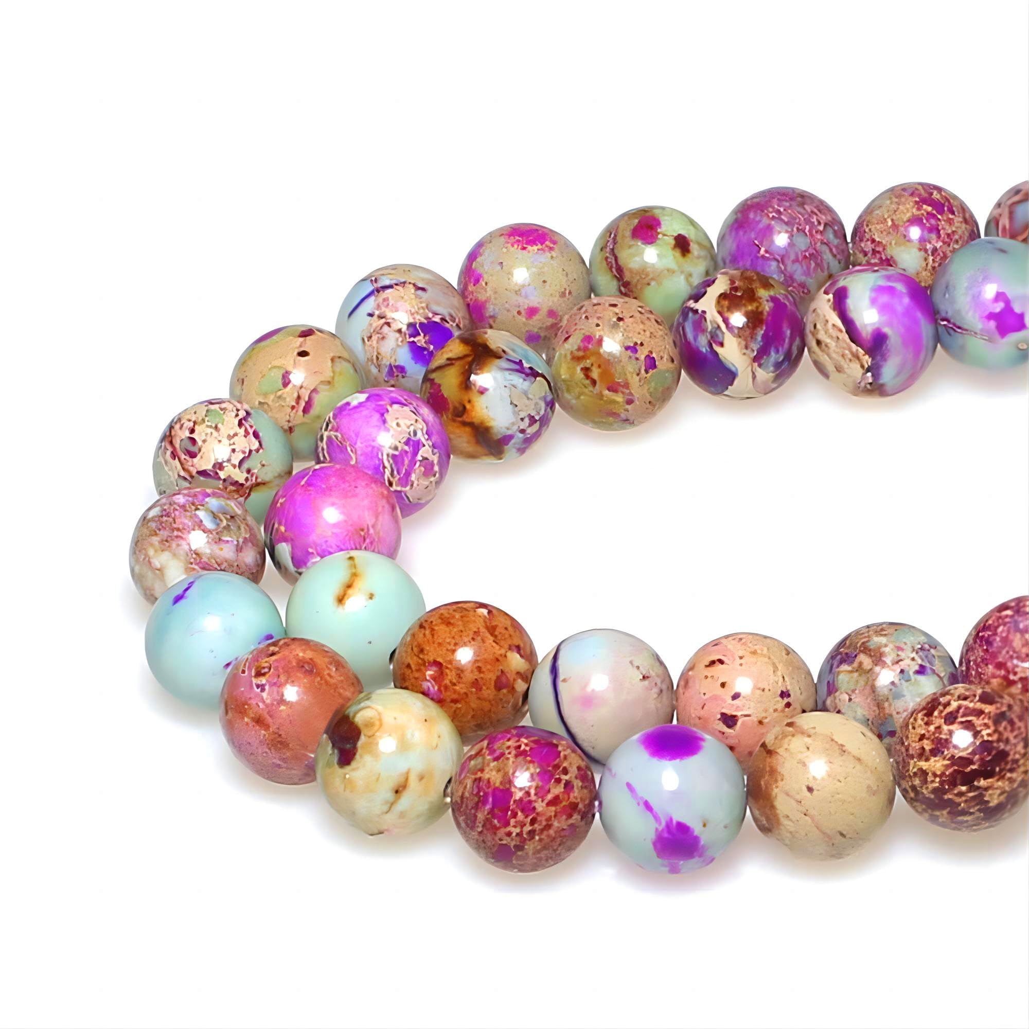 Natural Purple Blue Emperor Jasper Round Stone Beads 8mm - Loose Beads for Jewelry Making, DIY Bracelets, Necklaces & Handmade Crafts - Perfect for Boho, Hippie & Fashion Jewelry Designs