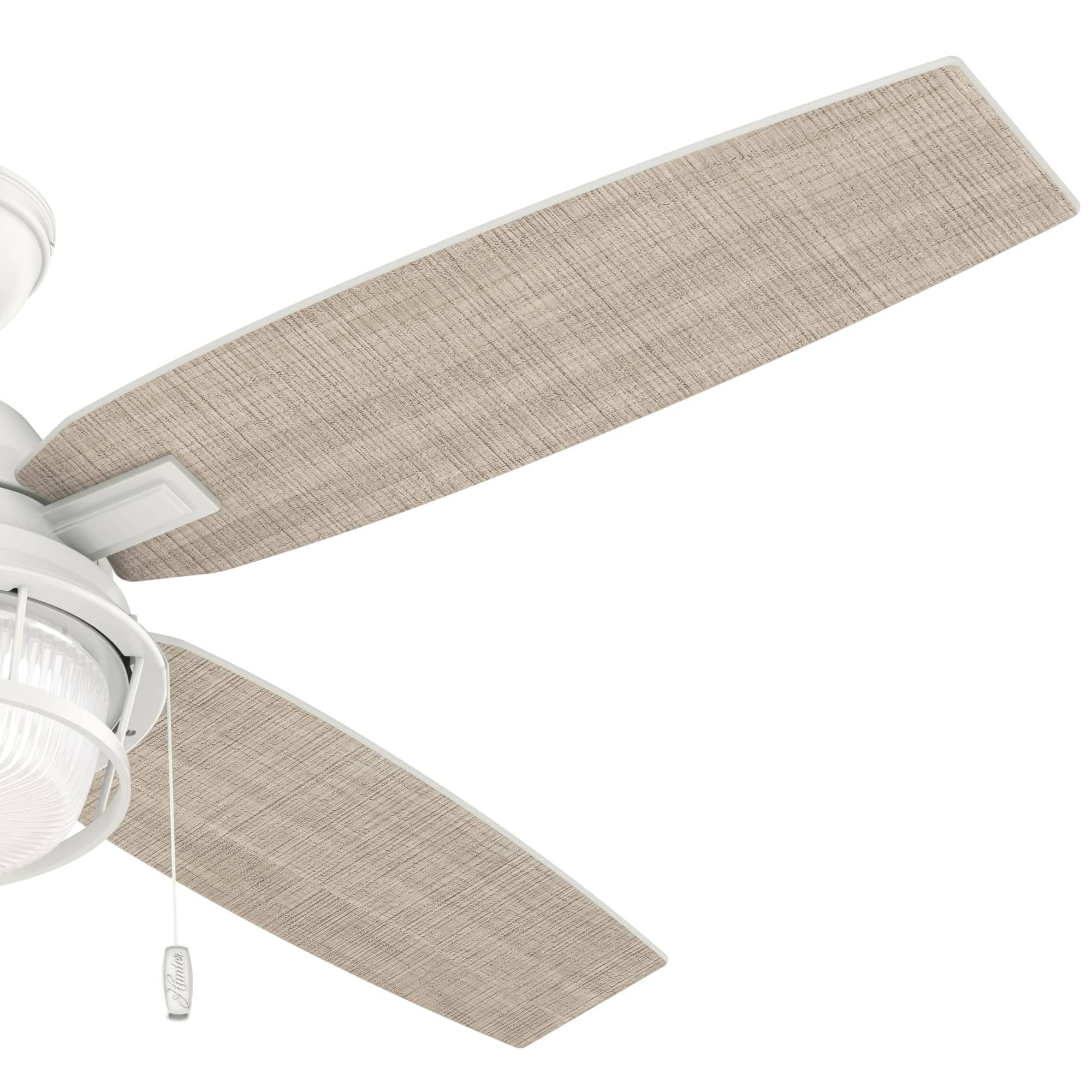 Hunter Fan 52 Inch White Indoor Outdoor Ceiling Fan with LED Light Kit - Energy Efficient Cooling for Living Room, Bedroom, Patio (Renewed)