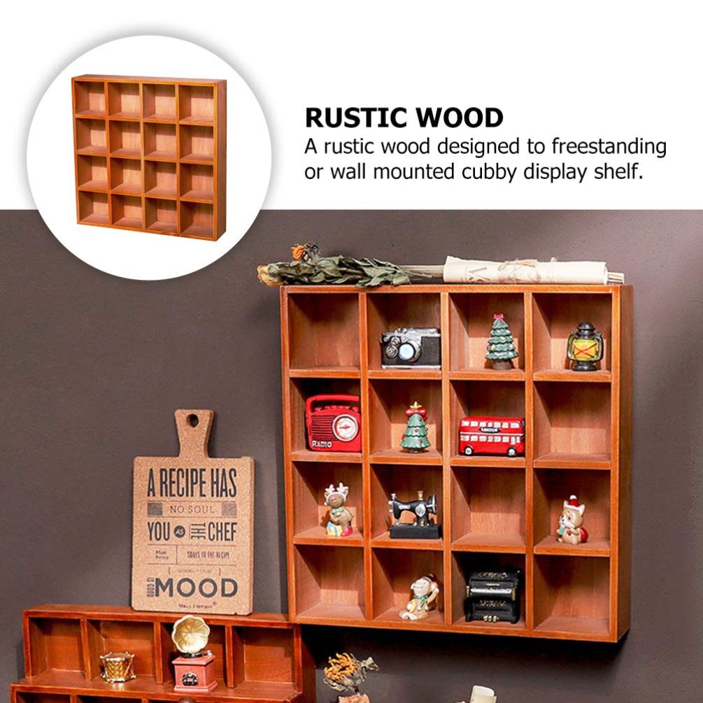 16-Cube Wooden Display Rack - Wall Mounted Storage Shelf Organizer for Collectibles, Books & Home Decor - Perfect for Living Room, Bedroom & Office Organization
