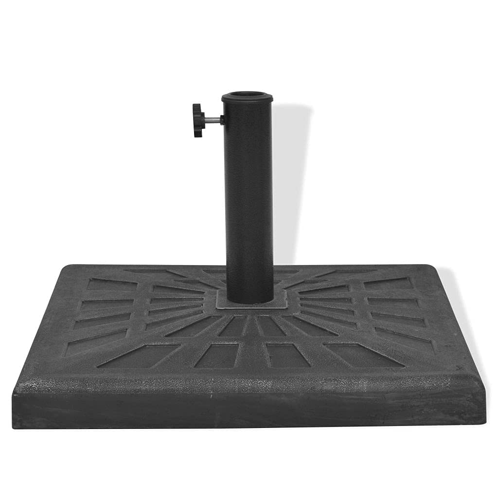 Heavy Duty 26.5 lb Resin Square Patio Umbrella Base Stand - Black Outdoor Market Umbrella Weight for Garden, Lawn & Backyard - Perfect for Stabilizing Large Patio Umbrellas in Windy Conditions