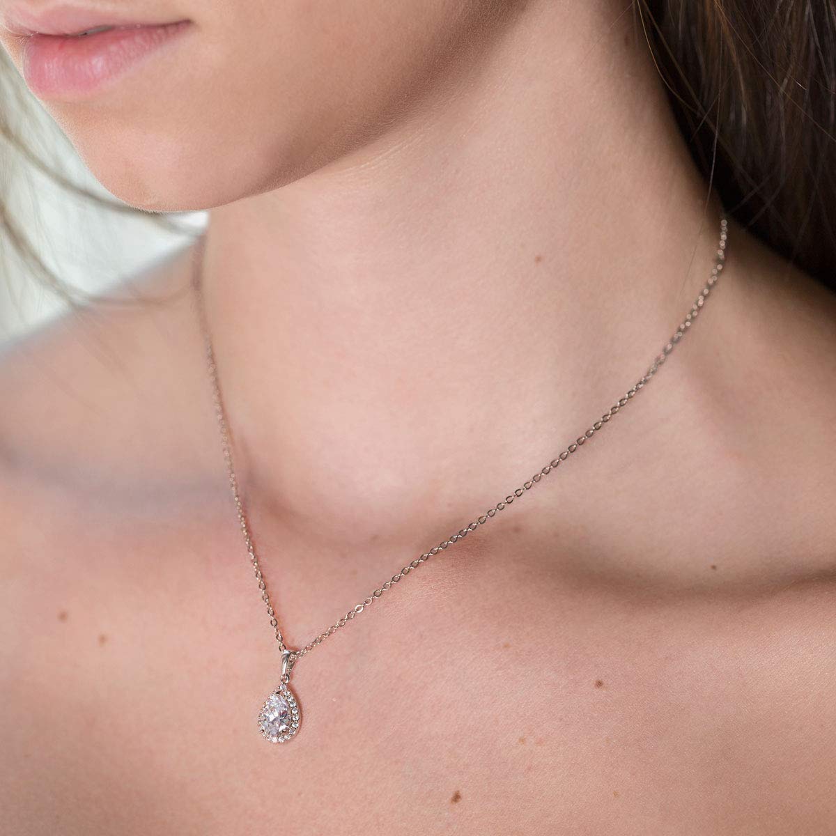 A+O Bridesmaid Earrings: Teardrop Cubic Zirconia Crystal Dangle Earrings in Silver, Gold, Rose Gold - Perfect for Weddings, Parties, and Special Occasions