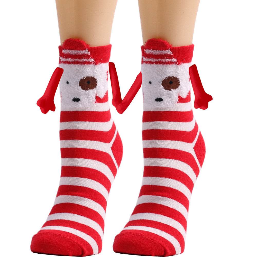 Cozy Christmas Socks for Hand Holding - Warm Holiday Couple Socks for Christmas Gifts, Stocking Stuffers & Romantic Winter Nights