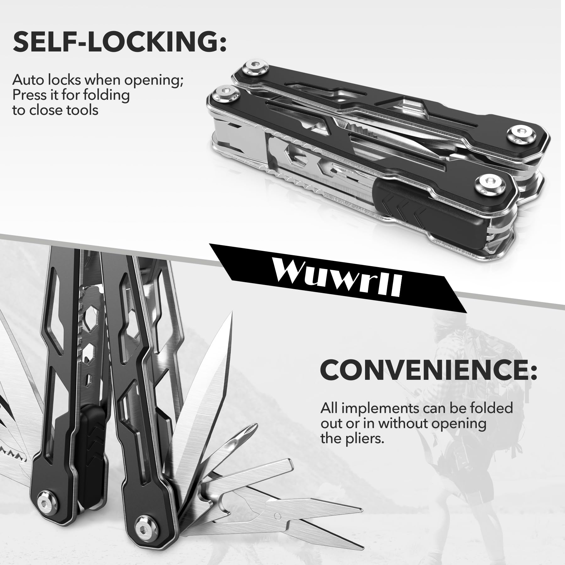 16-in-1 Multitool with Safety Lock | Stainless Steel Pocket Knife Set with Pliers | Premium Camping & Survival Gear | Perfect Gift for Men | Ideal for Outdoor Adventures, Hiking, Emergency Preparedness & Everyday Carry (EDC)