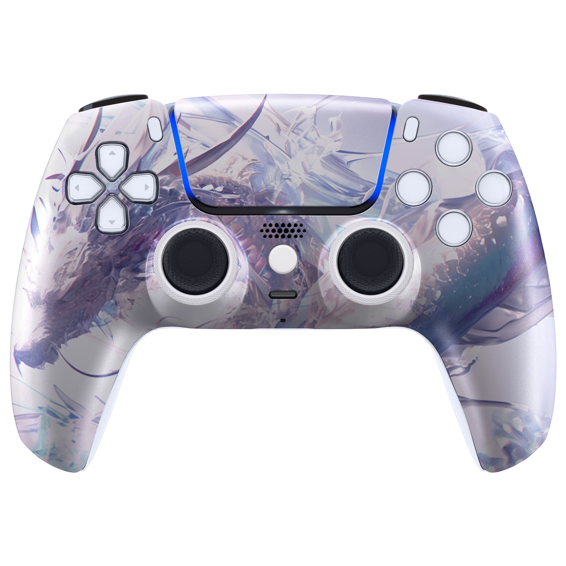 eXtremeRate LUNA Redesigned Front Shell with Touchpad for PS5 Controller BDM 010/020/030/040/050 - Crystal Dragon Design - GHPFR004 - Perfect for Gaming, Customization & Enhanced PS5 Controller Performance