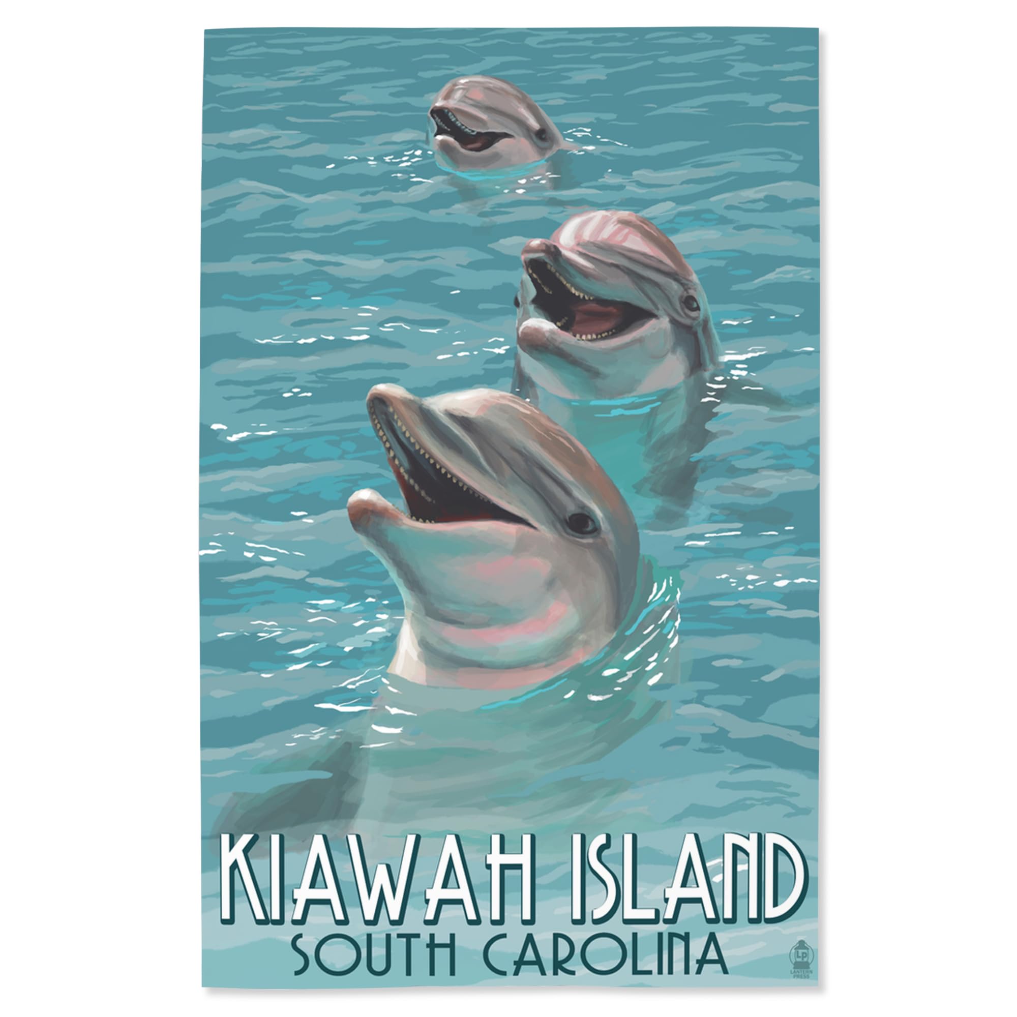 Lantern Press 16x24 Inch Giclee Art Print - Kiawah Island South Carolina Dolphins Wall Decor - Perfect for Beach House, Living Room & Coastal Themed Decor