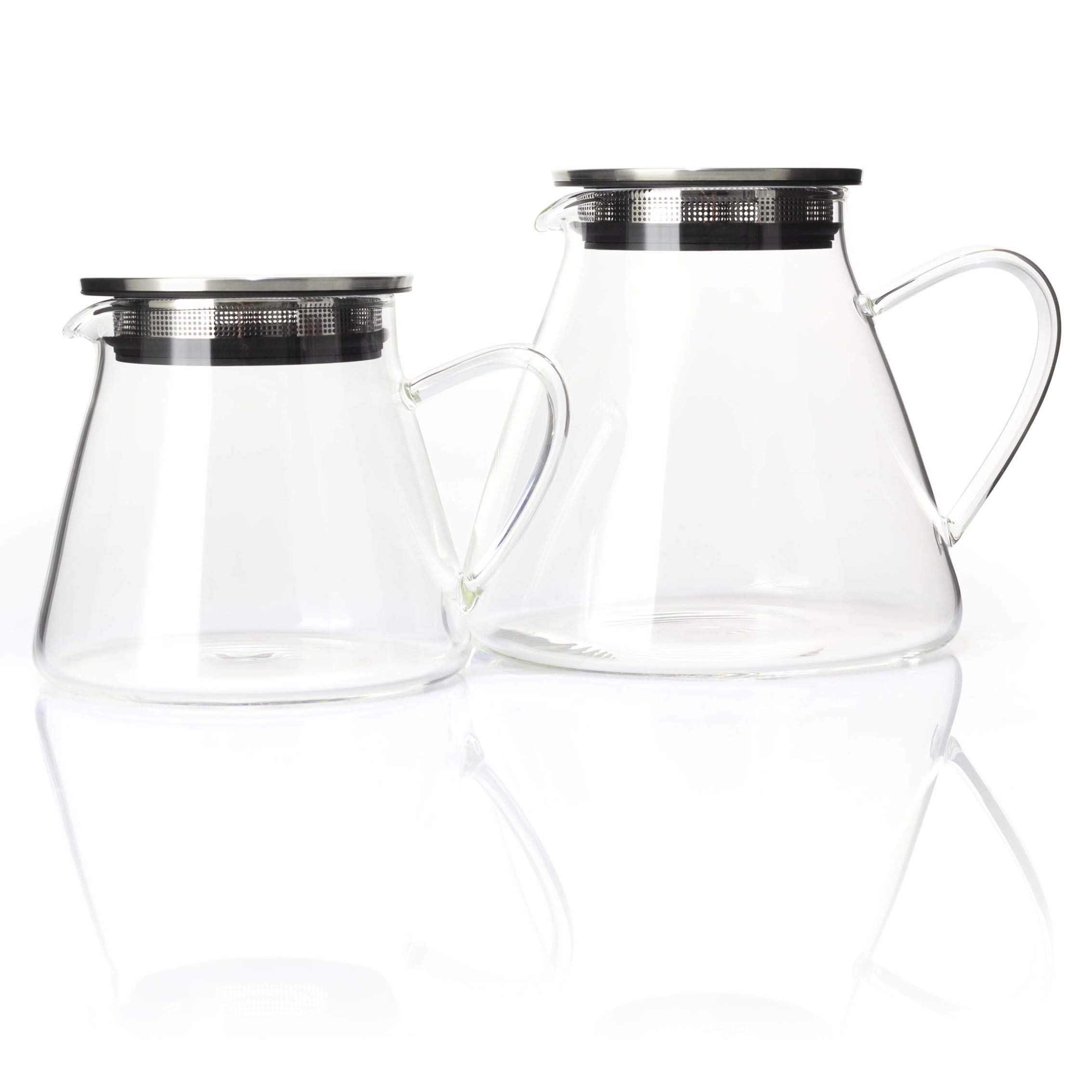 Four Life 841 Heat Resistant Glass Teapot - 18.9 fl oz (532 ml) Capacity for 3 Cups with Lid & Tea Strainer | Microwave & Dishwasher Safe, One-Handed Pouring | Perfect for Loose Leaf Tea Brewing, Iced Tea Making & Office/Home Use