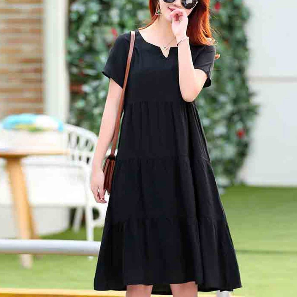 Women's Slim Fit Loose V-Neck Casual Dress - Flowy Summer Dress for Beach, Party & Everyday Wear