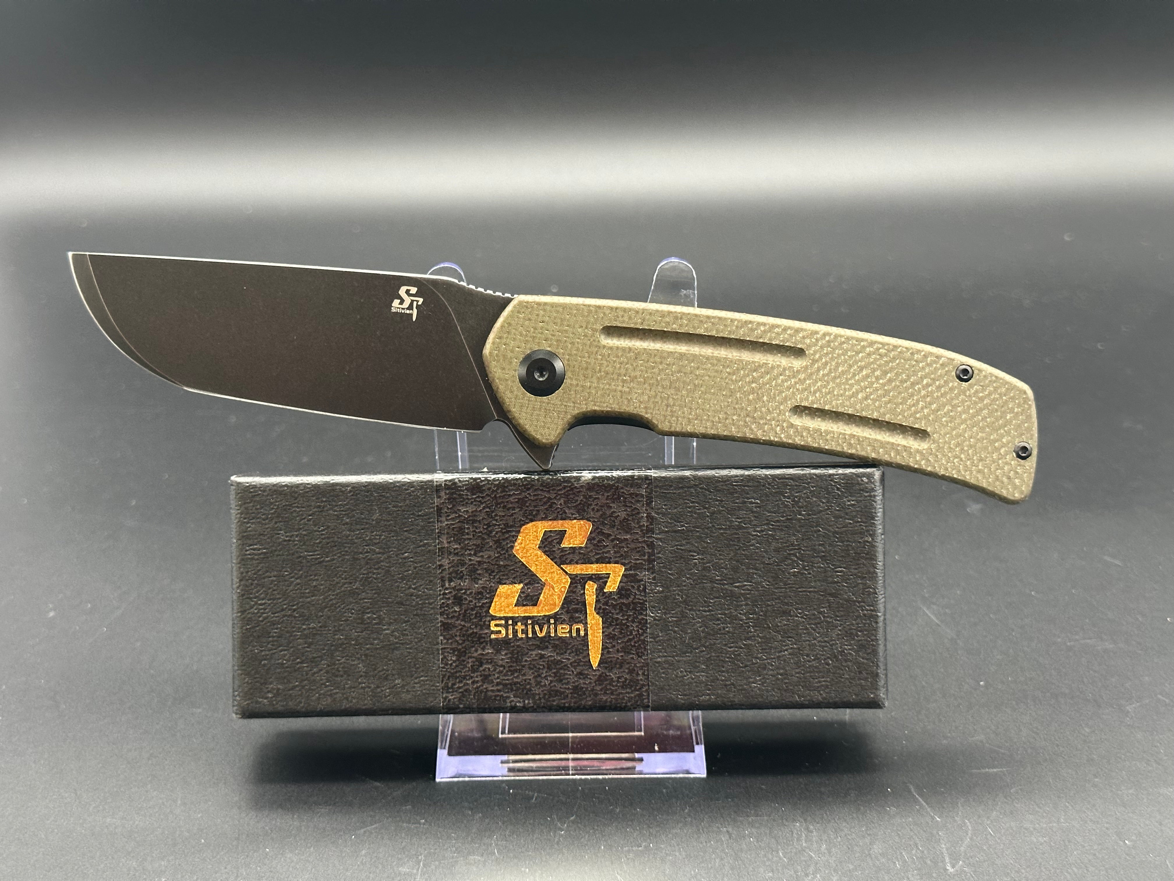 Sitivien ST133 Folding Pocket Knife - D2 Steel Blade, Micarta Handle for Outdoor Camping, Hunting & Everyday Carry (EDC)