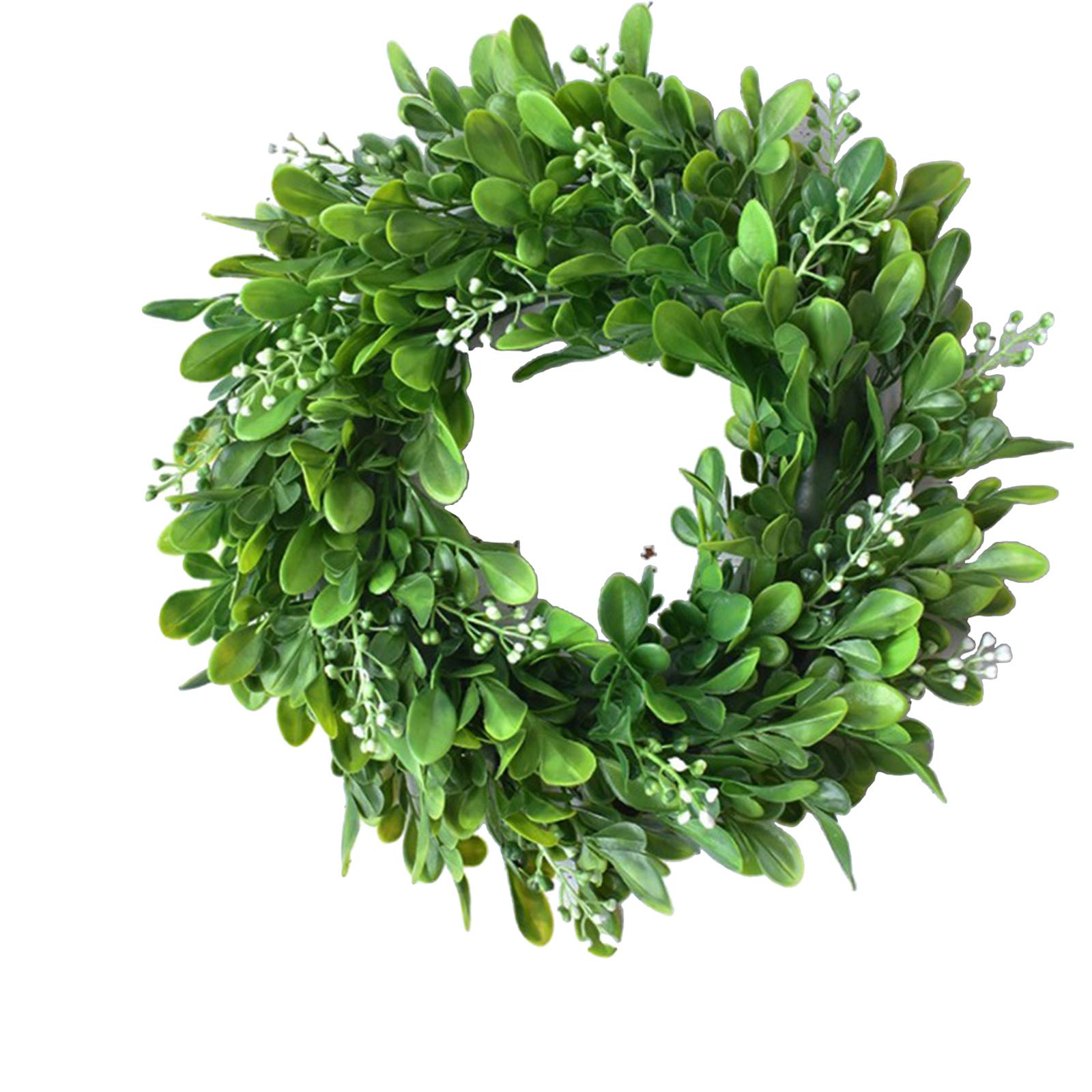 FAKEME 11.81 Inch Artificial Eucalyptus Wreath - Spring Summer Front Door Wreath with Realistic Green Leaves - Farmhouse Porch Wall Decor for Patio Garden Wedding Party Home Decoration
