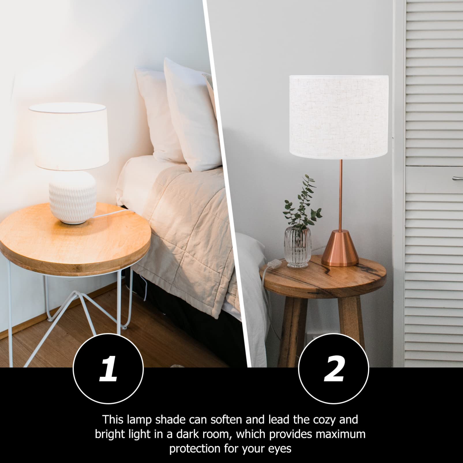 Lurrose Burlap Drum Lamp Shade - White Cylinder Fabric Light Cover for Table Lamps, Chandeliers, Wall & Floor Lights | Perfect for Living Room, Bedroom & Office Decor