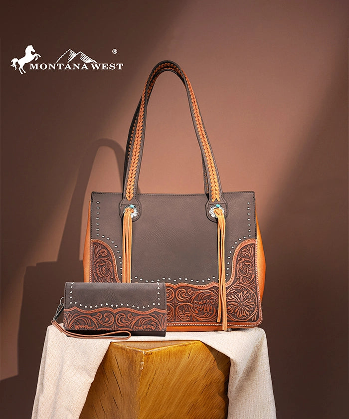 Montana West Leather Concealed Carry Tote Bag Set - Premium Gun Concealment Purse for Women | Perfect for Everyday Carry, Travel & Outdoor Activities