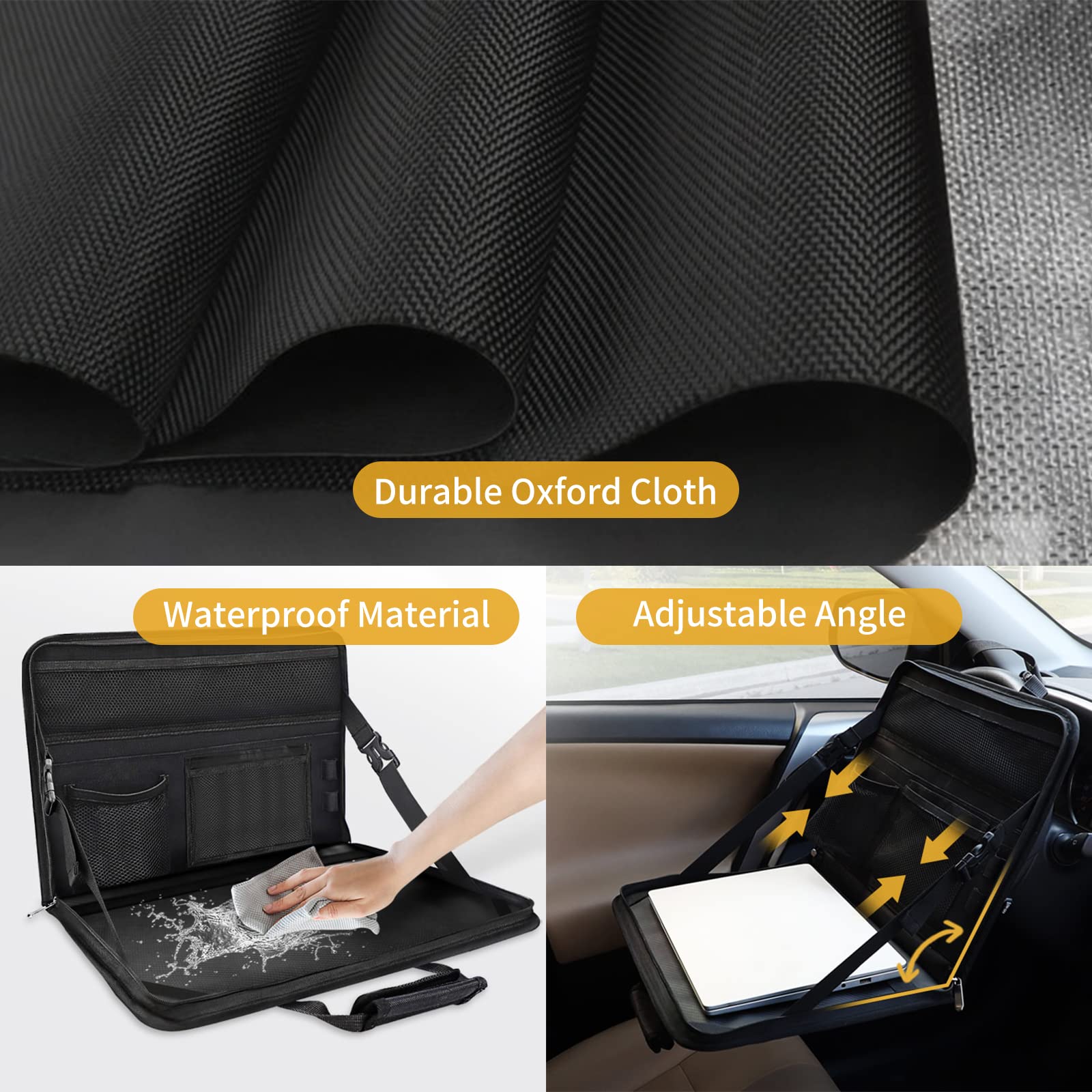 Matybobe 3-in-1 Auto Steering Wheel Desk - Foldable Car Laptop Tray, Backseat Organizer & Tablet Holder for Eating, Working & Road Trips | Perfect for Commuters, Delivery Drivers & Family Travel