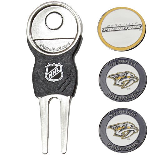 Team Golf NHL Divot Tool with 3 Removable Magnetic Double-Sided Enamel Golf Ball Markers – Perfect for Golf Course, Driving Range & Tournament Play
