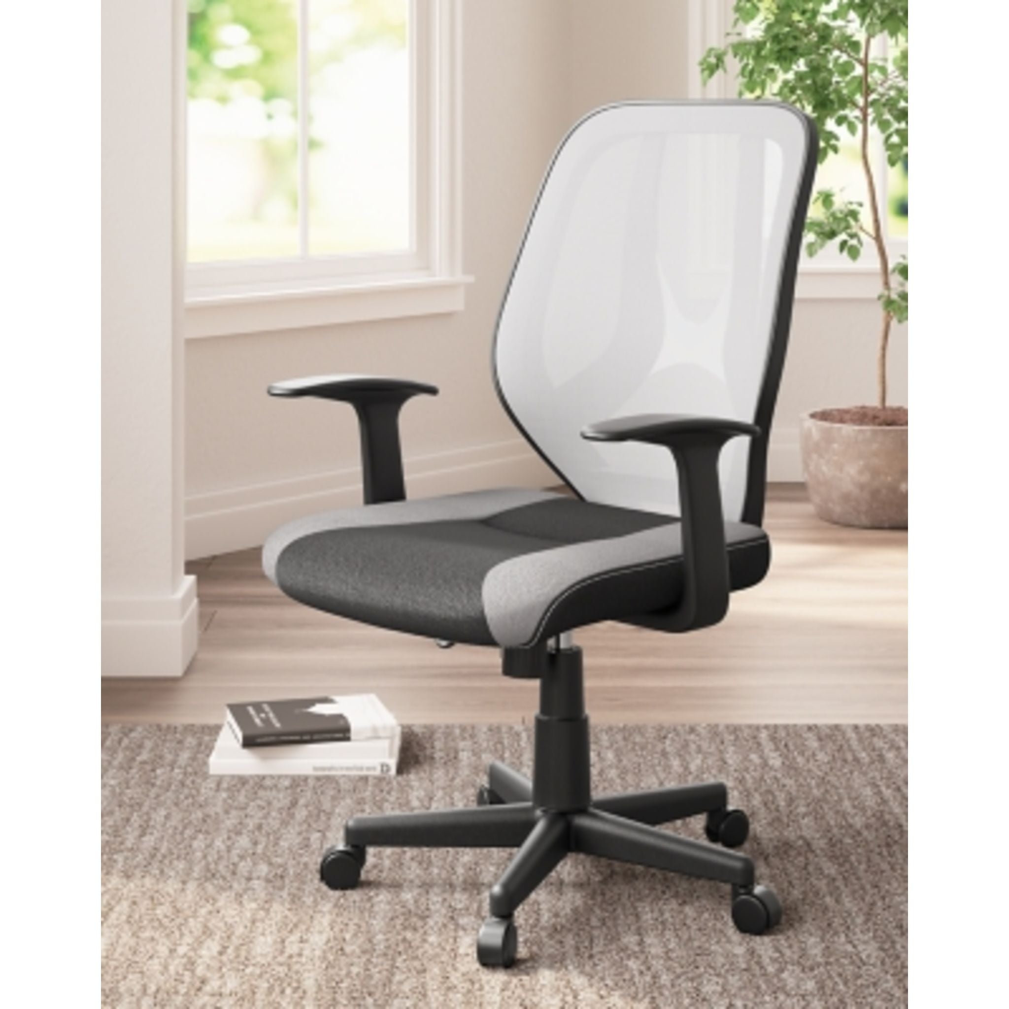 Beauenali Ergonomic Office Chair with Adjustable Height - Light Gray & Black Mesh Back for Comfort - Perfect for Home Office, Gaming, and Workspace