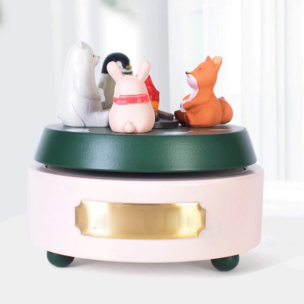 Animal Bonfire Music Box - Rotating Beech Wood Musical Gift for Kids, Birthday & Christmas Presents | Nursery Decor, Baby Shower Gift, Holiday Home Decoration